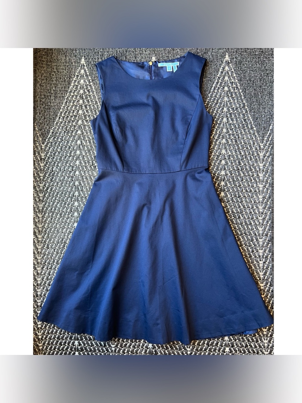 Draper James Navy Blue Sleeveless Fit and Flare Cotton Blend Short Dress Size 4